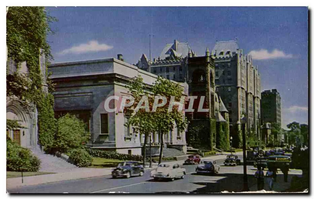 Galerie der Künste, Rue Sherbrooke, Blick von Westen — Montreal, Que. — Farbfoto von S. J. Hayward - Vorderseite