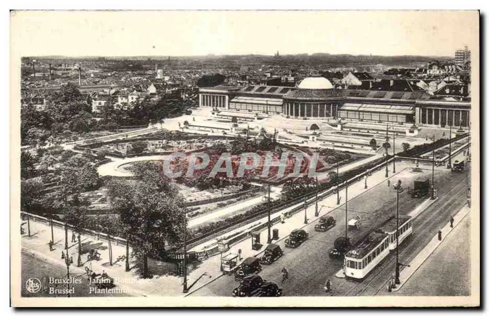 Bruxelas Jardim Botânico — vista aérea com trem e carros — editor 'Bruxelas' n° 149 - Frente