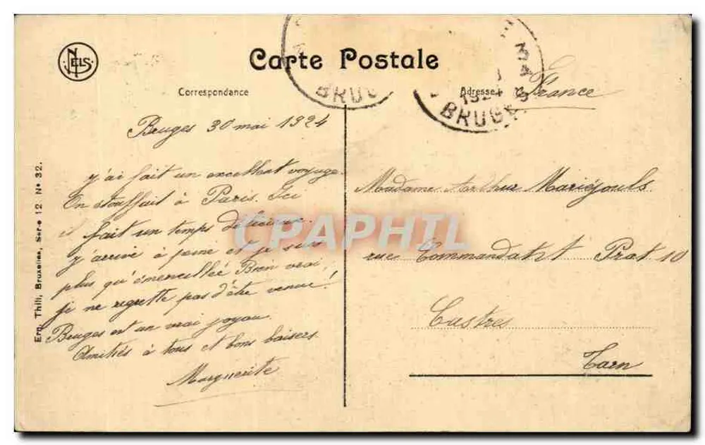 Bruges — Derrière Gruuthuse — Types brugeois — Éditeur Nels, série 12 - Verso