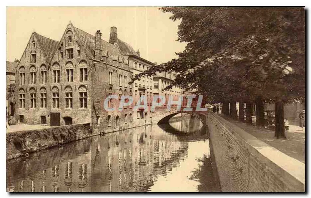 Brügge — Kanal mit Brücke und historischen Gebäuden — Verlag A. Brusselle, rue des Piéres, Brüssel - Vorderseite