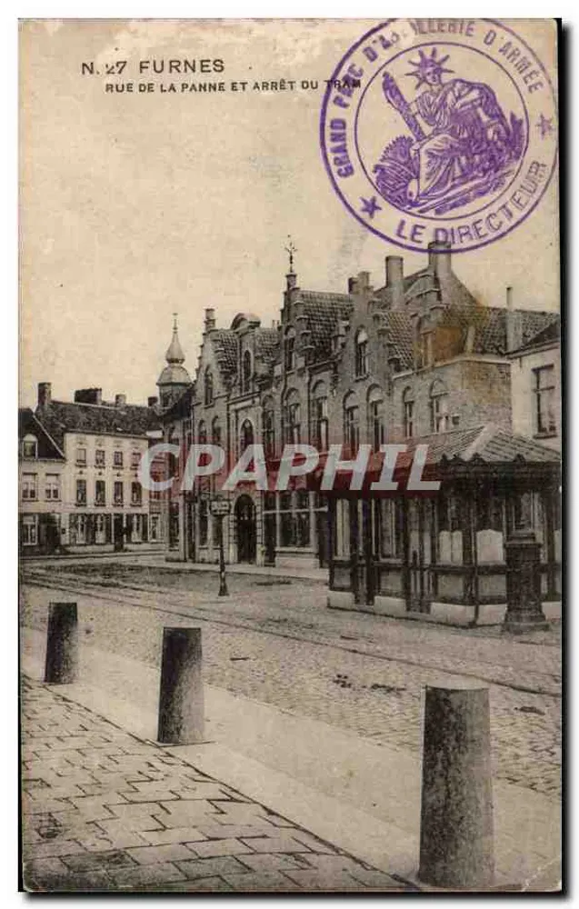 Furnes — Rue de la Panne und Straßenbahnhaltestelle — Nr. 27 - Vorderseite