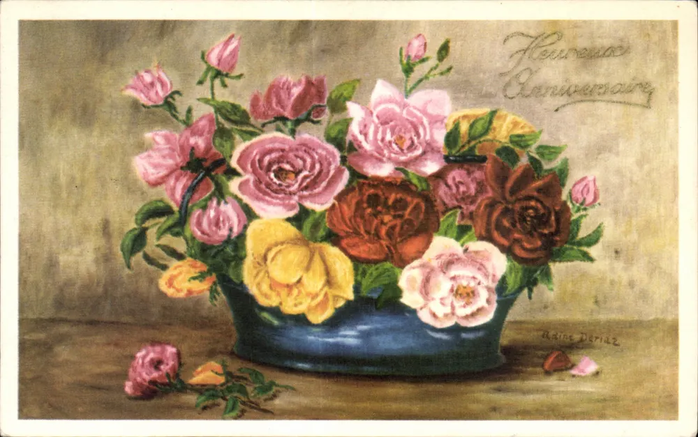 Arranjo de rosas — Aniversário — Adine Dariaz - Frente