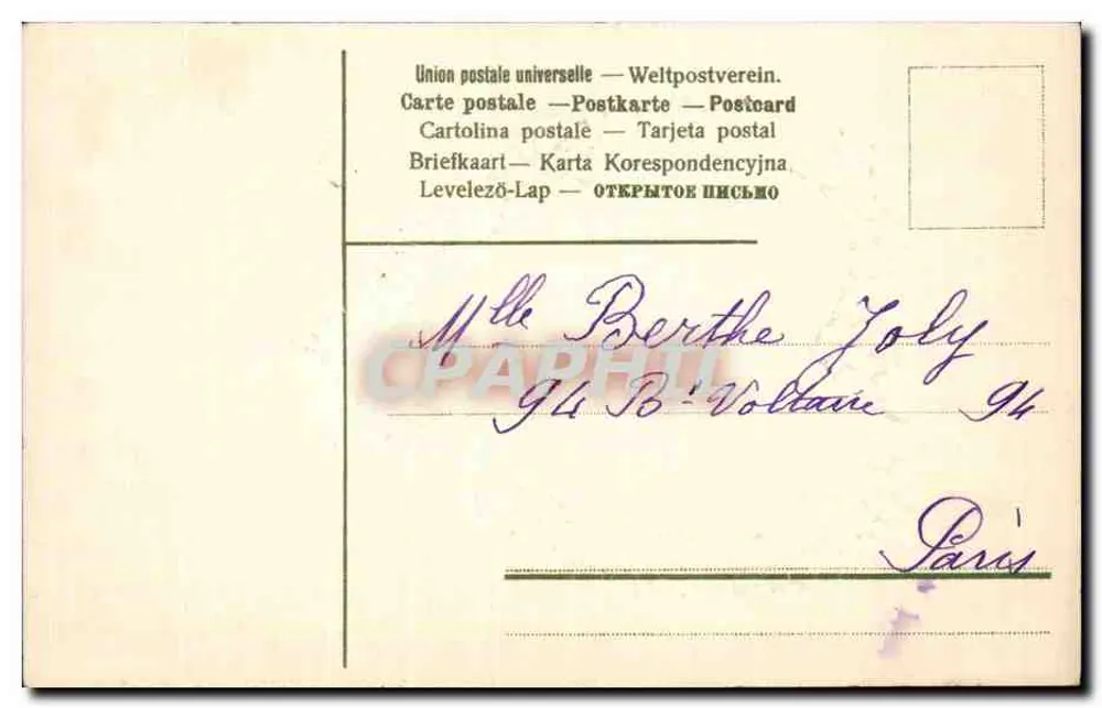 Violets in a Heart — Karteikarte — Verlag nicht sichtbar - Rückseite