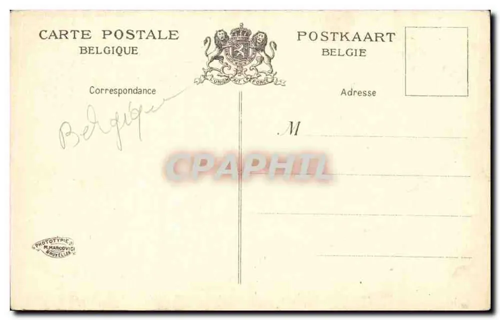 Gand. Turm der Collation — Ansicht des Turms und des angrenzenden Gebäudes mit Schild 'Café Tonnin' — Verleger M. Marcovici, Brüssel - Rückseite