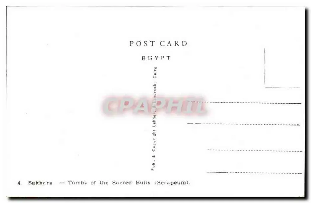 Sakkara — Gräber der heiligen Stiere (Serapeum) — Verlag & Copyright Lehner & Lindrock, Kairo - Rückseite