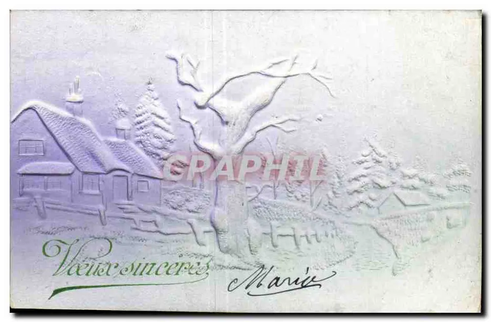 Paesaggio invernale innevato — Vœux sincères — Marius - Recto