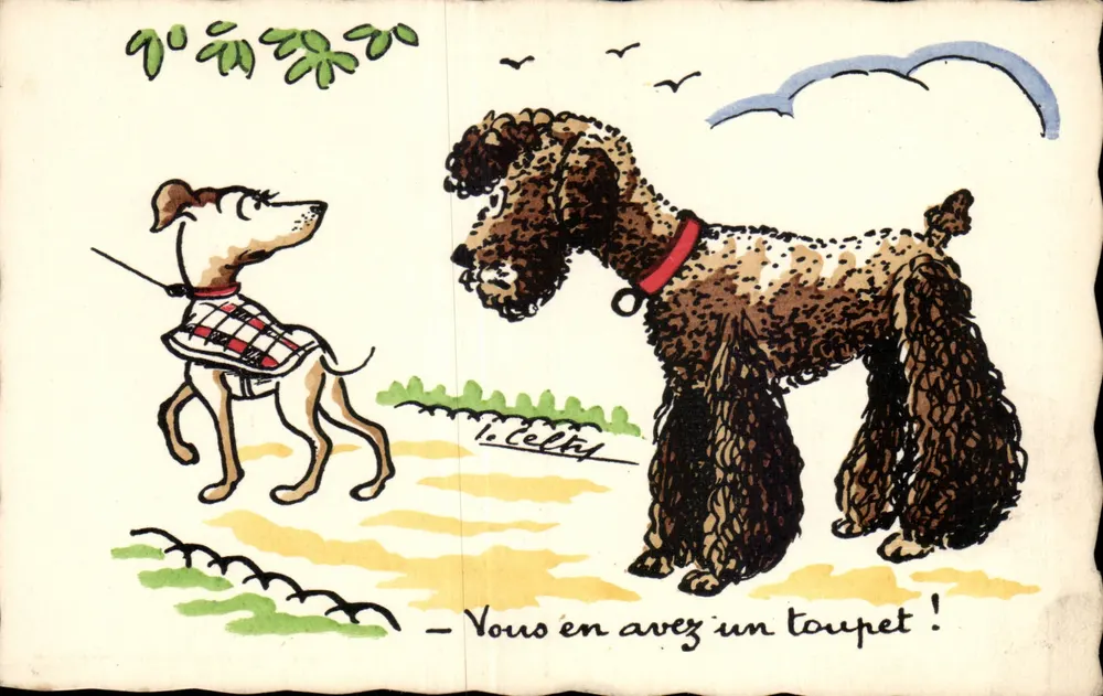 Zwei Hunde — humoristische Illustration — L. Lemée - Vorderseite