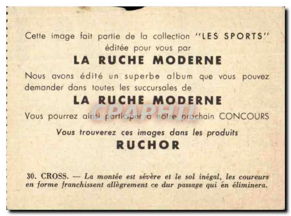 Cross — Steile Steigung und unebenes Gelände — Verlag LA RUCHE MODERNE, n°30 - Rückseite