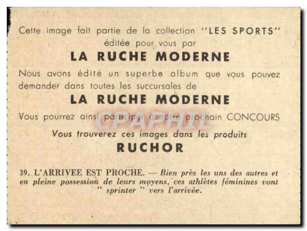 Weibliche Athleten im Rennen — Sammlung 'SPORTS' — La Ruche Moderne n°39 - Rückseite
