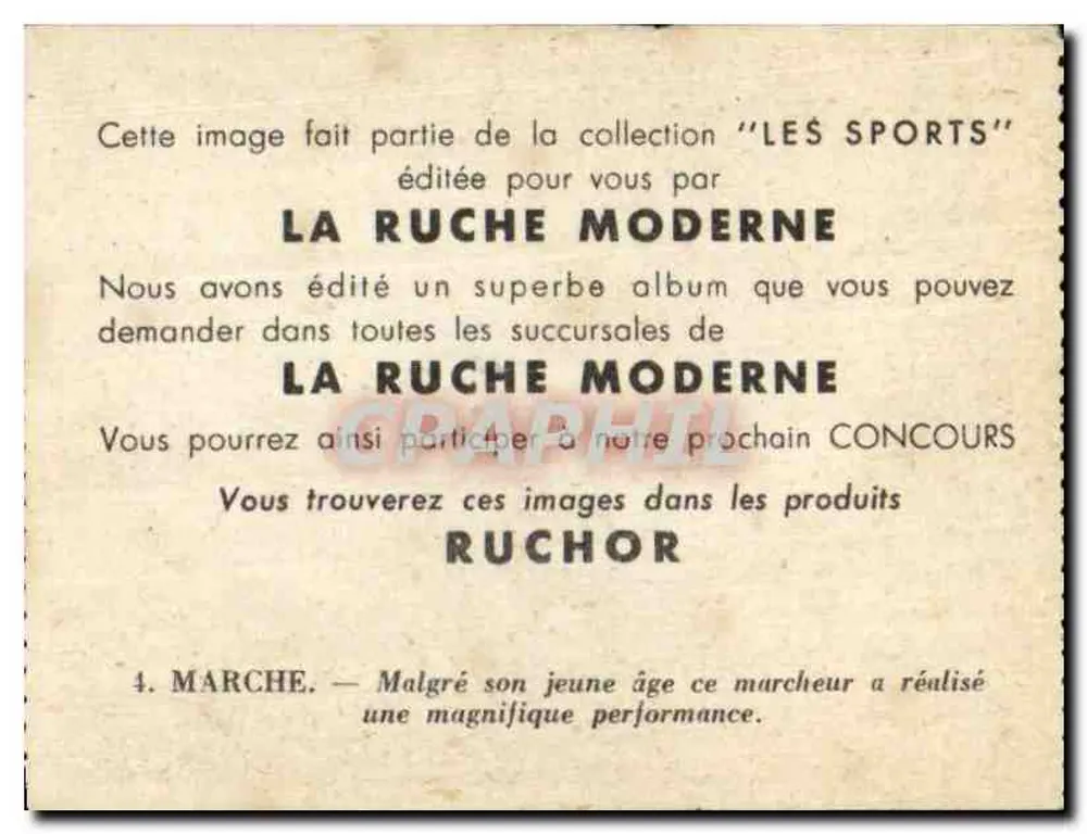 Marche — Trotz seines jungen Alters hat dieser Wanderer eine hervorragende Leistung erbracht — La Ruche Moderne, Nr. 4 - Rückseite
