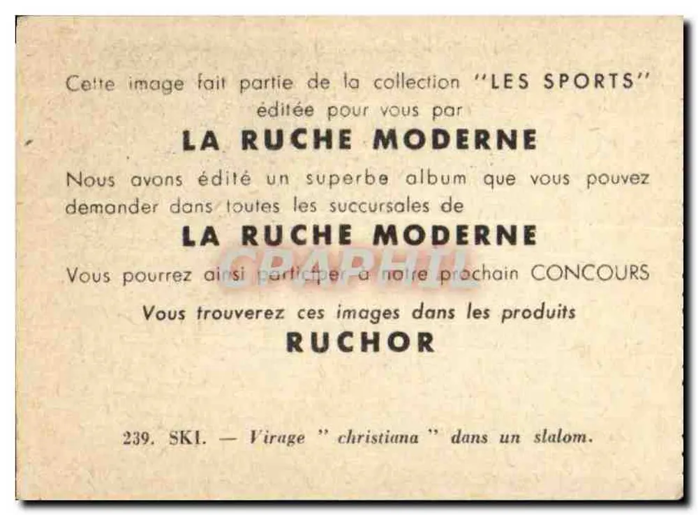 Ski — Kurve 'Christiana' im Slalom — La Ruche Moderne, Nr. 239 - Rückseite