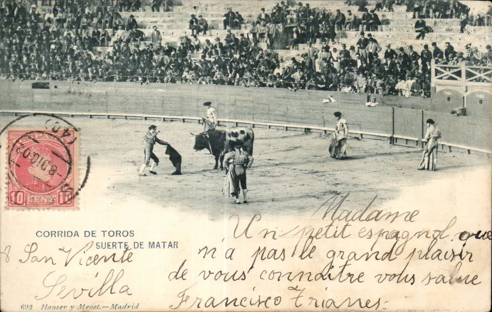 Corrida de Toros — Suerte de Matar — Hauser y Menet, Madrid, n°692 - Frente
