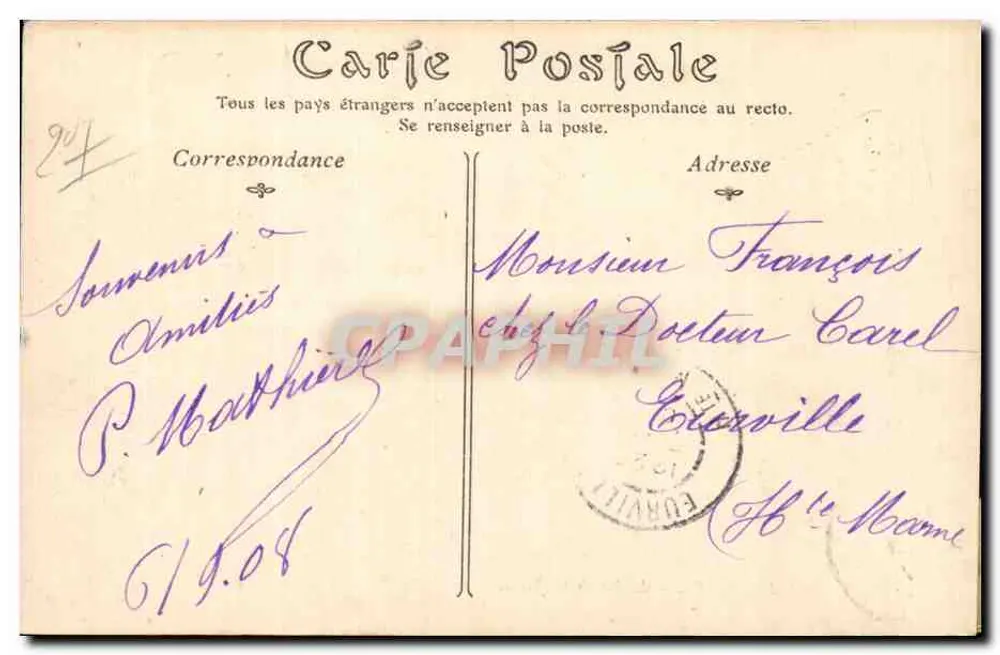 Louvières — O Palácio de Justiça — Editor desconhecido, número de série ilegível - Verso