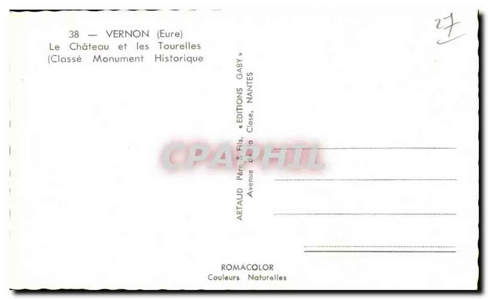 Vernon (Eure) — O Castelo e as Torres — Éditions Gaby - Verso
