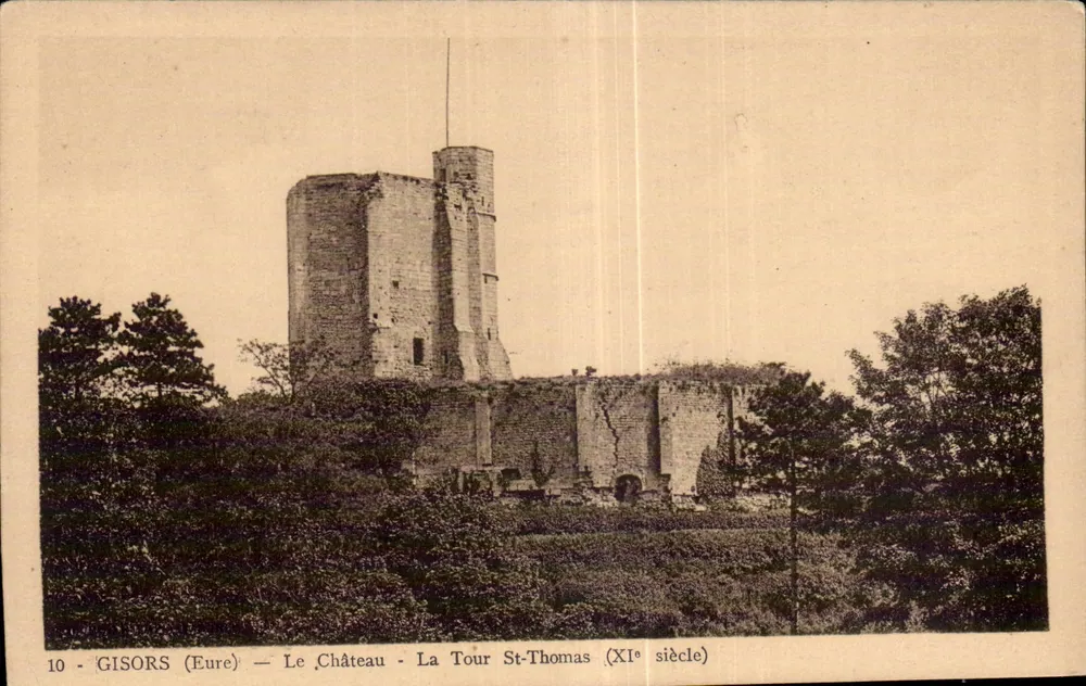 Gisors (Eure) — O Castelo — A Torre St-Thomas (século XI) - Frente