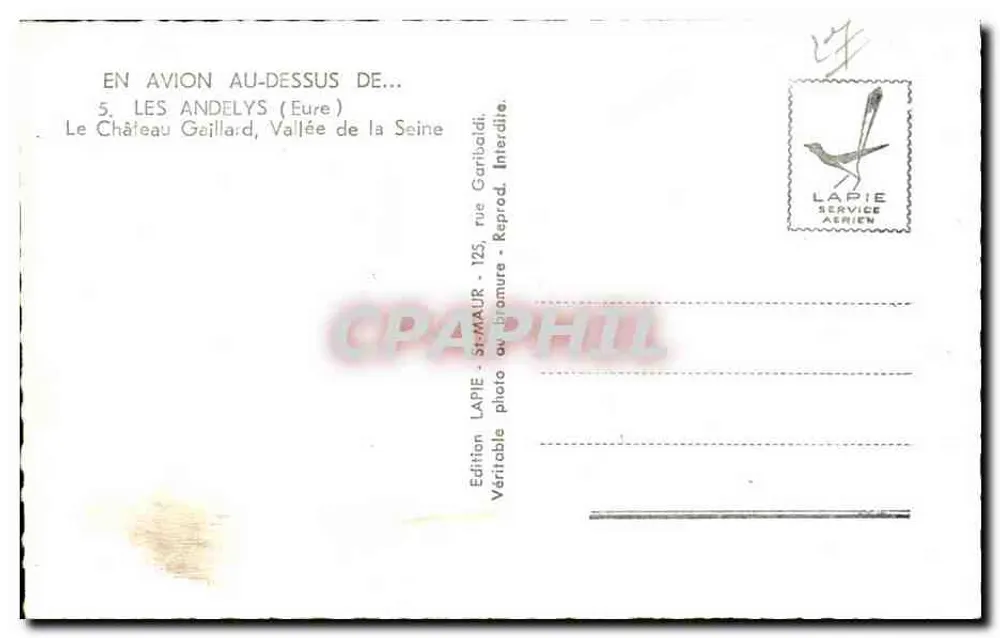 Les Andelys — Das Schloss Gaillard, Tal der Seine — Lapie Service Aérien - Rückseite