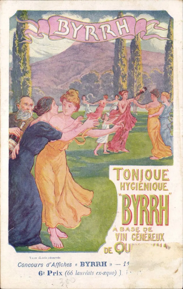 Concours d'Affiches « BYRRRH » — scène de danse en jardin — éditeur « BYRRRH » - Awers