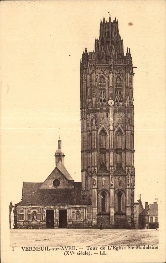 Verneuil-sur-Avre — Turm der Kirche Saint-Madeleine (15. Jahrhundert) — LL. - Vorderseite
