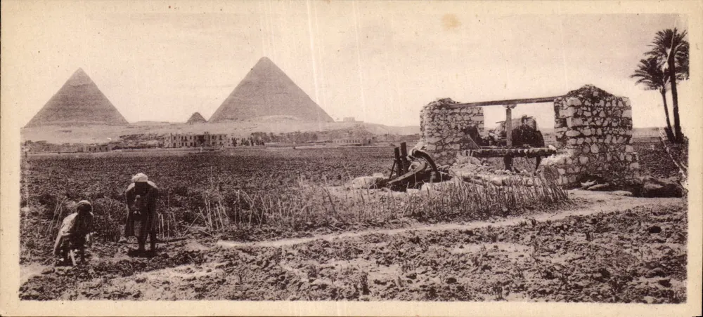 Ägypten — Landwirtschaftliche Szene am Fuße der Pyramiden — Imp. LÉVY Frères, Paris, Nr. 76 - Vorderseite