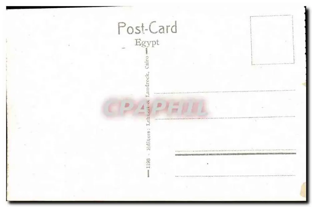 Heliopolis - Guizéch Straße — Gebäude mit Arkaden — Verlag Lehntz & Landrock, Nr. 1188 - Rückseite