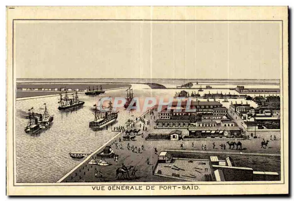 Allgemeiner Blick auf Port-Said — Gravur — Verlag nicht sichtbar - Vorderseite