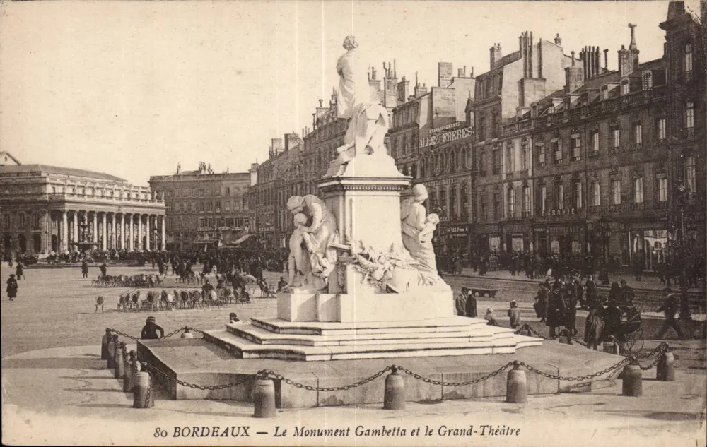 Bordeaux — Der Gambetta-Monument und das Grand-Theâtre — P. Barreau, Verlag Nr. 80 - Vorderseite