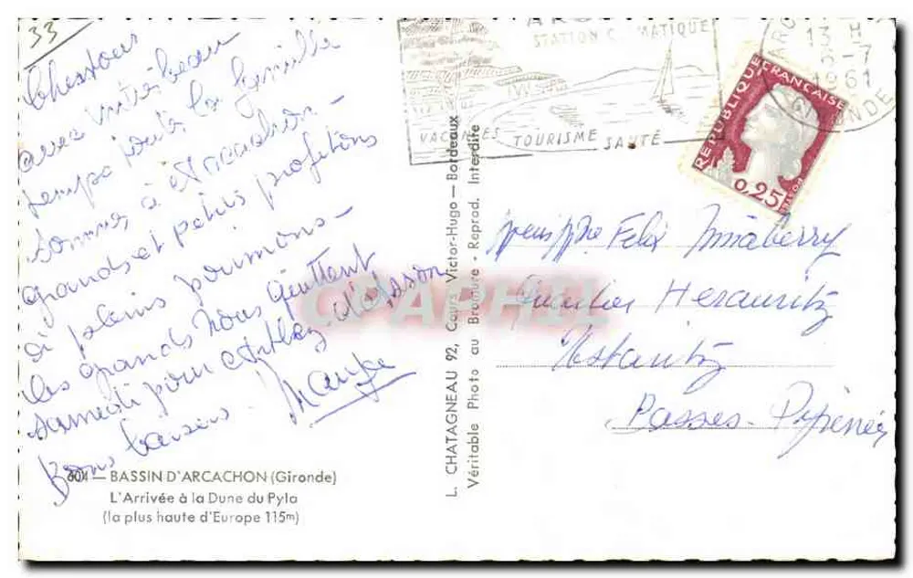 Bassin d'Arcachon — Die Pylo-Düne — L. Chatagneau, Victor-Hugo, Reproduktion verboten - Rückseite