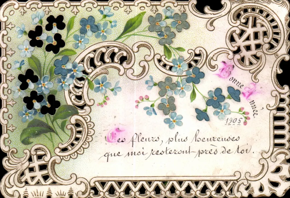 Flores — cartão de felicitações — editor desconhecido, número de série ilegível - Frente