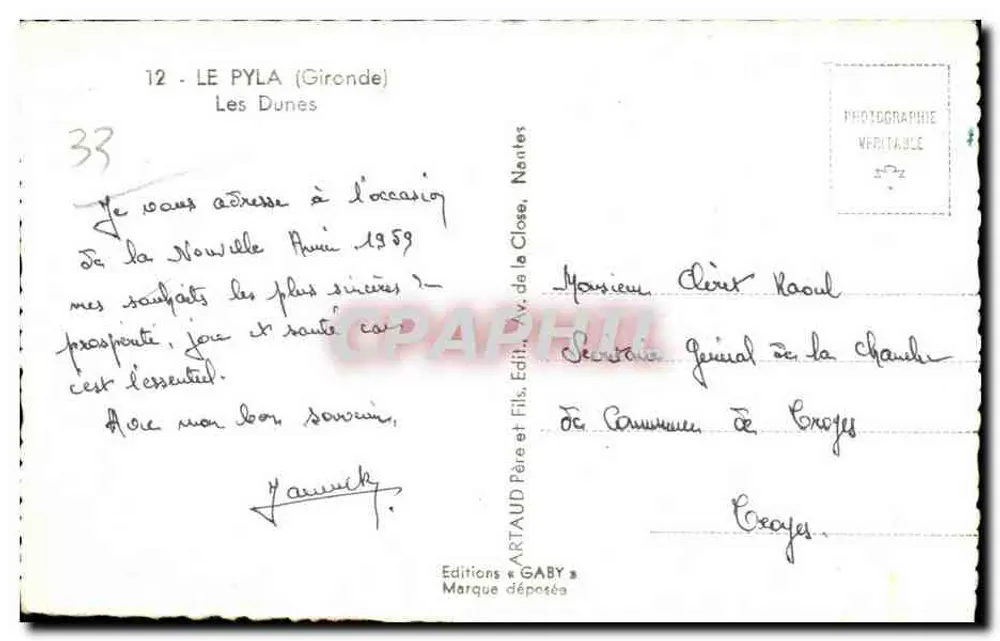 De Dunes — Le Pyla (Gironde) — Edities Gaby - Achterkant