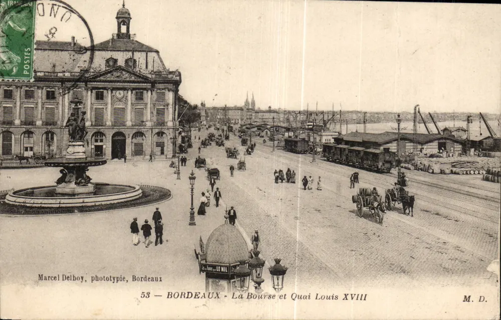 Bordeaux — Der Börseplatz und der Quai Louis XVIII — Marcel Delboy, Phototypie, Bordeaux - Vorderseite