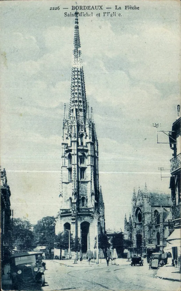 Bordeaux — Die Kirchturmspitze Saint-Michel und die Kirche — Phototypie A.D.A. — NICE - Vorderseite