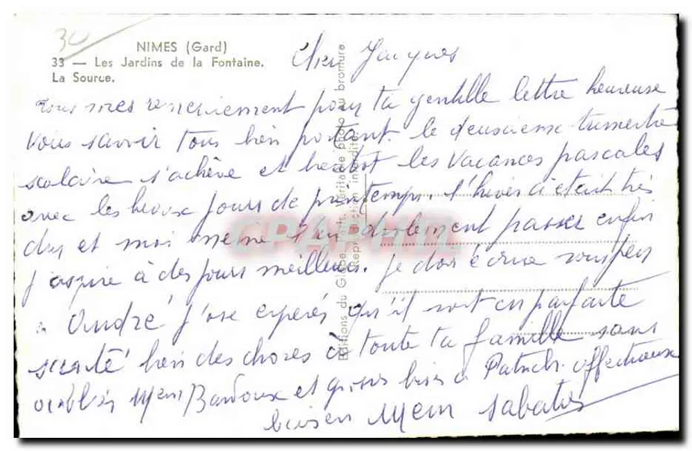 Nîmes (Gard) — Les Jardins de la Fontaine, La Source — Éditions du Géant - Rückseite