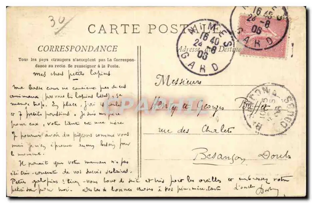 Avenida Feuchères — Marselha — Phototyp E. Lacour — n°1183 - Verso