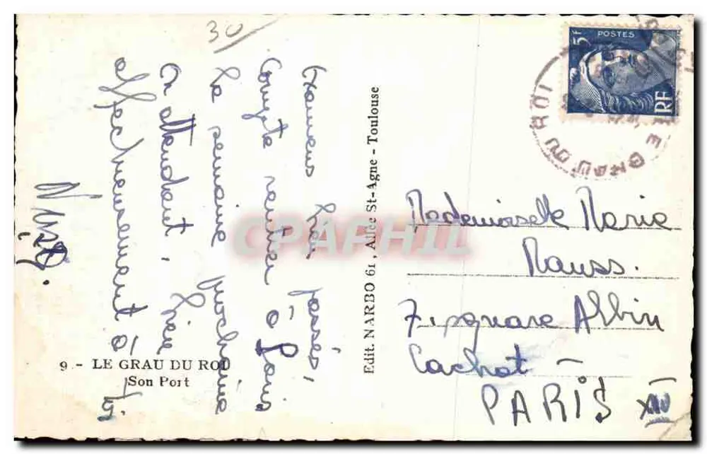 Le Grau du Roi — Son Port — Édit. NARBO 61, Allée St-Agne - Toulouse - Verso