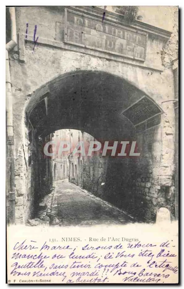 निम्स - ल'अर्क डुग्रास के रू - ल'अर्क के पत्थर के दृश्य साथ 'डेकोरेशन' के लेखन - प्रकाशक बी एफ चालॉन-सॉन, संख्या 131 - आगे