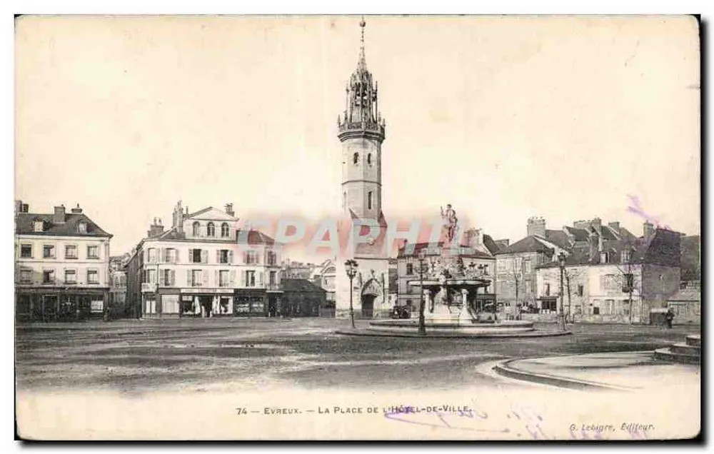 Evreux — Die Place de l'Hôtel-de-Ville — G. Lebègre, Verleger - Vorderseite