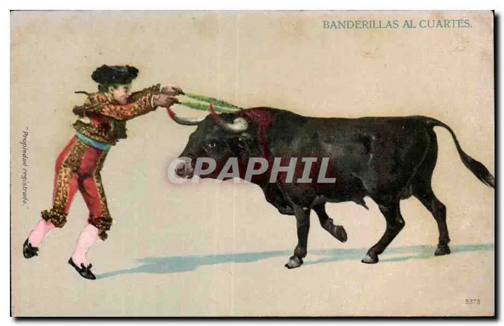 Banderillas al Cuartes — cena de tauromaquia — editor não identificado, n° de série 5375 - Frente
