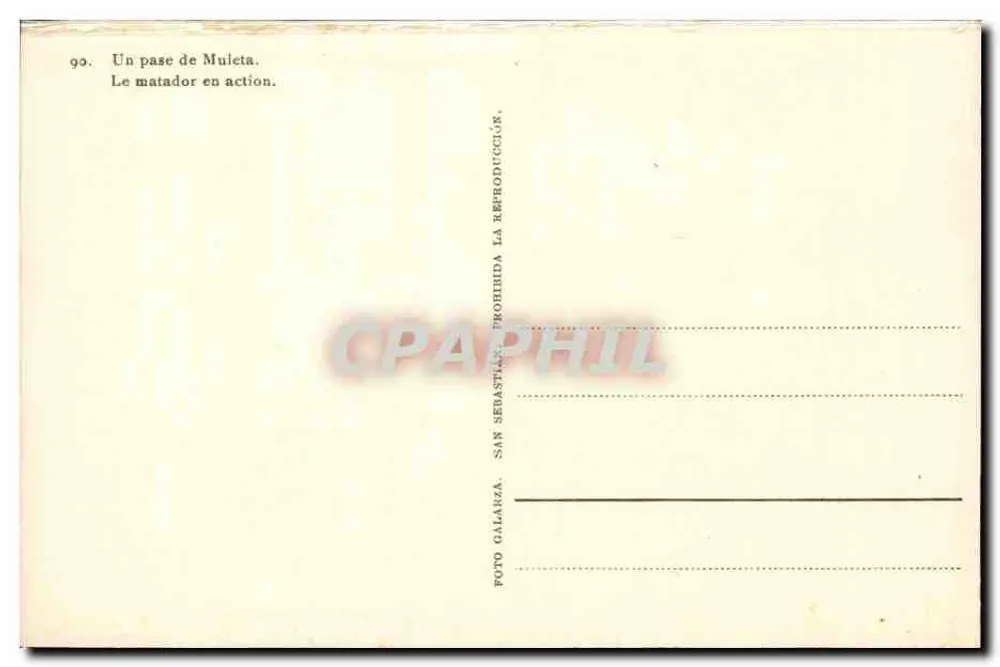 Ein Muleta-Pass — Der Matador in Aktion — San Sebastián, Serie 90 - Rückseite