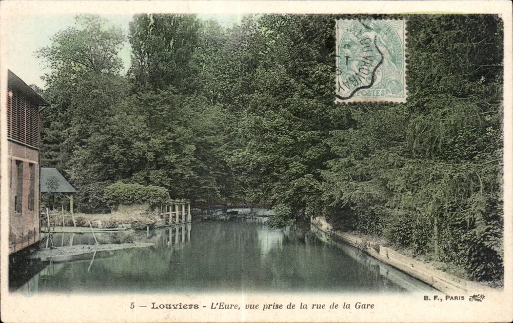 Louvières - Die Eure, Ansicht aus der Gare-Straße — B. F., Paris, n°5 - Vorderseite