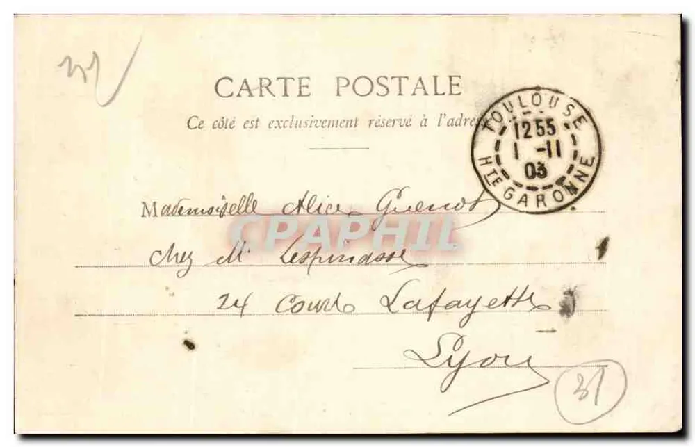 Toulouse - A avenida Lapavrette — J. Pouchet, n°129 - Verso