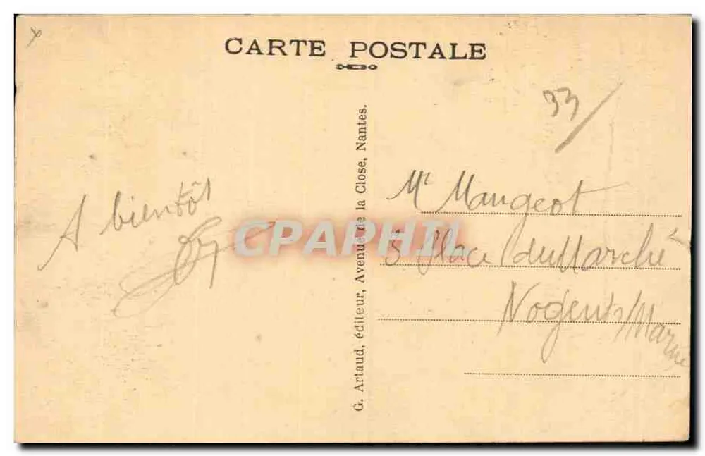 Bordeaux - Quai Carnot; im Hintergrund, das "Désirade"-Frachtschiff aus China — Verlag G. Artaud, Nantes, n°117 - Rückseite