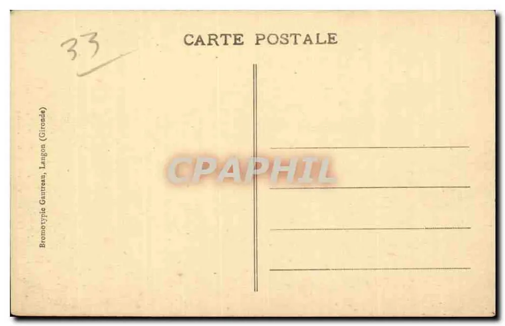 Langon (Gironde) — Die Kirche Saint-Gervais von den Ufern der Garonne aus gesehen — Bromotypie Gaureau - Rückseite