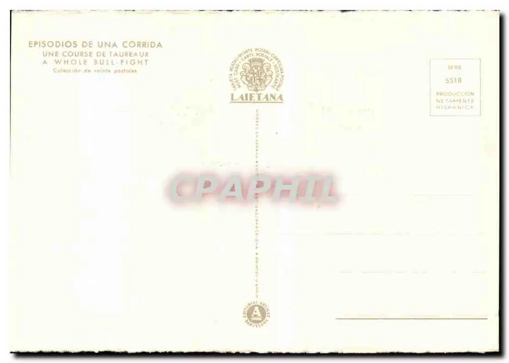 Knieender Durchgang mit der Muleta — Farol de Rodillas — Serie S518, Laietana - Rückseite