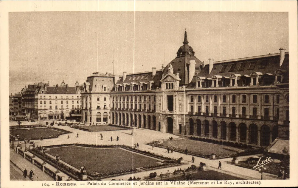 Rennes — Palais du Commerce und Gärten am Vilaine (Martenot und Le Ray, Architekten) - Vorderseite