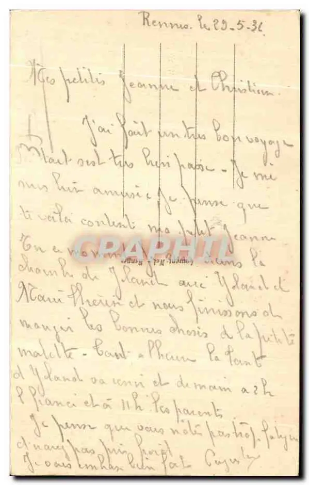 Rennes - Le Thabor (Jardin des Plantes) - A Grande Cascata — Loïc, n° de série não visível - Verso