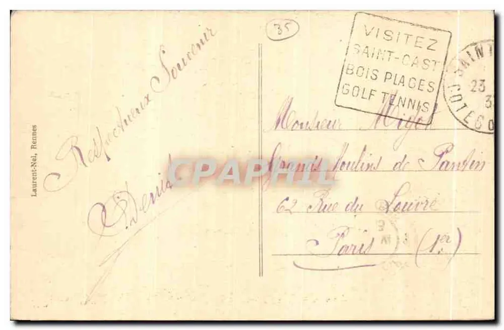 Côte d'Émeraude - St-Lunaire - Le Décollé — editor 1678 - Verso