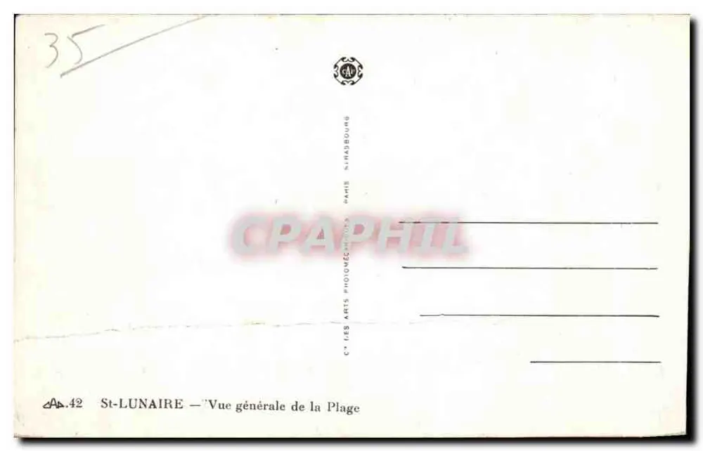 St-Lunaire — Vista geral da Praia — C.° LES ARTS PHOTOGRAPHIQUES N. IRASBOURG - Verso