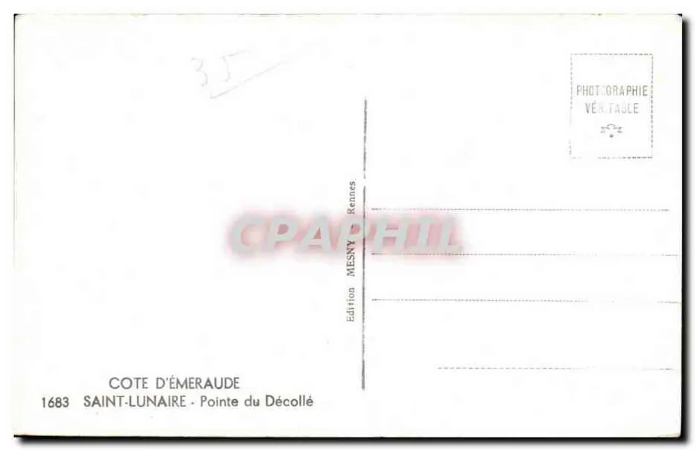 Costa de Émeraude — Ponta do Décollé — Edição MESNY Rennes - Verso