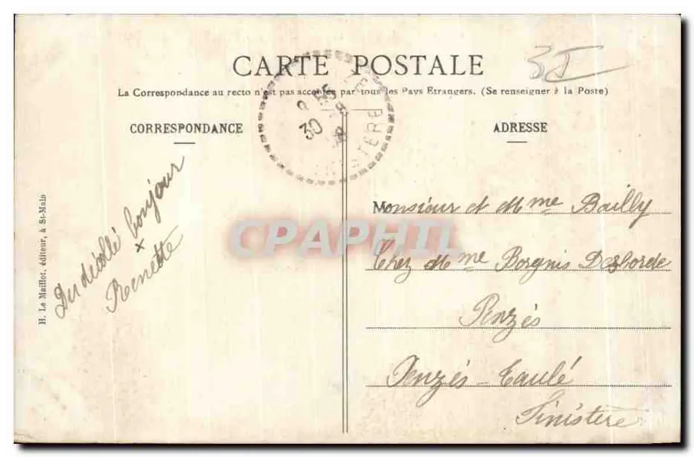 St-Lunaire — Der Décollé an einem stürmischen Tag — H. Le Maillet, Verleger, A St-Malo - Rückseite