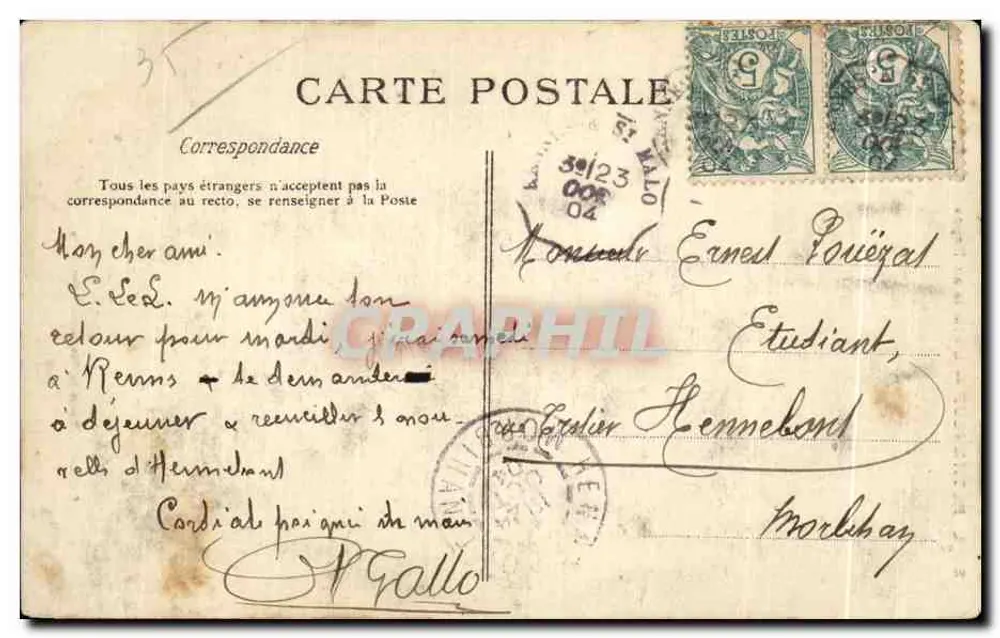 Rotheneuf — O Ermitão em Repouso — G. F. - Verso